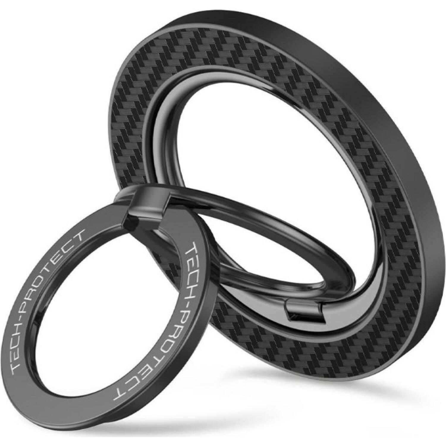Βάση Στήριξης Tech-Protect MMR800 Μαγνητικό MagSafe Phone Ring με Επιπλέον Αυτοκόλλητο Δακτύλιο MagSafe Carbon Black