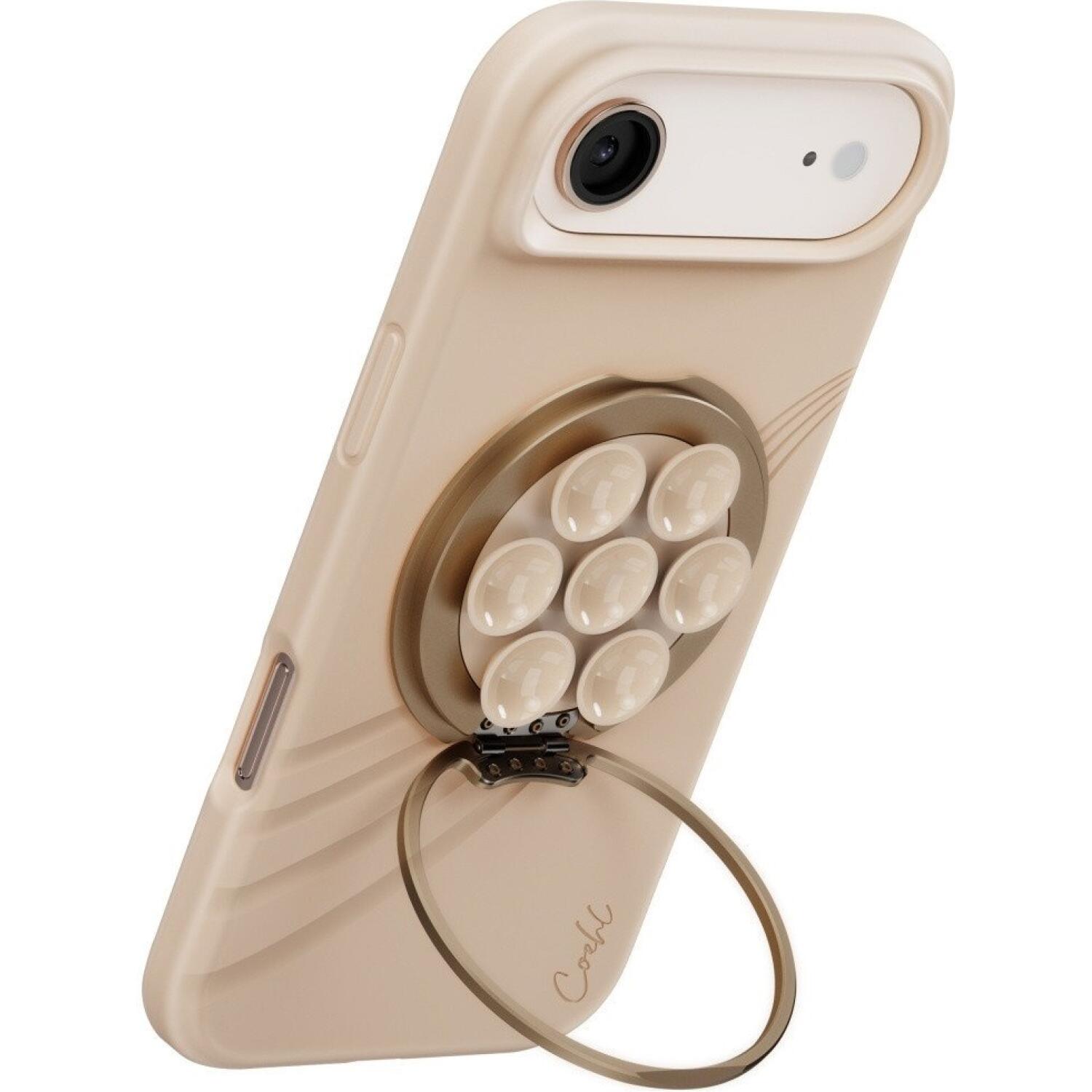 Βάση Στήριξης Uniq Coehl Luna Μαγνητική MagSafe με KickStand / Βεντούζα & Ενσωματωμένο Καθρέφτη - Milk Sand (UNIQ-LUNA-MSAND)