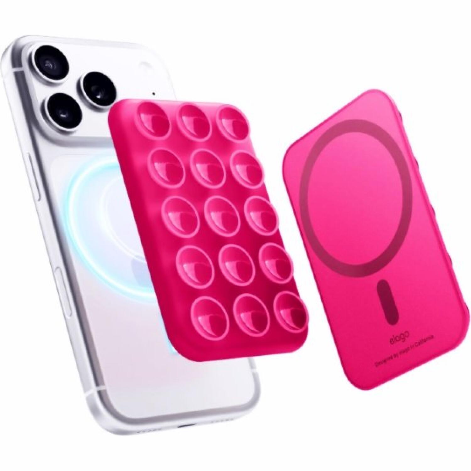Βάση Στήριξης Elago Phone Mount για Κινητά / Smartphones με MagSafe & Βεντούζα από Σιλικόνη Ice Red