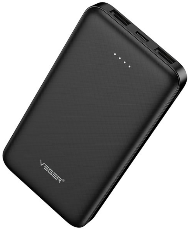 Veger PowerBank A10 - Φορητή Μπαταρία Φόρτισης με 2 x USB-Α - 10.000mAh - Black (W1065)