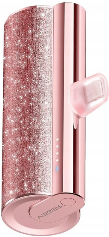 Veger PowerBank Lipstick-L W0573P - Φορητή Μπαταρία Φόρτισης με Ενσωματωμένο 1 x Lightning (Male) & 1 x Type-C (Female) - 5000mAh - 12W - Gold Purple