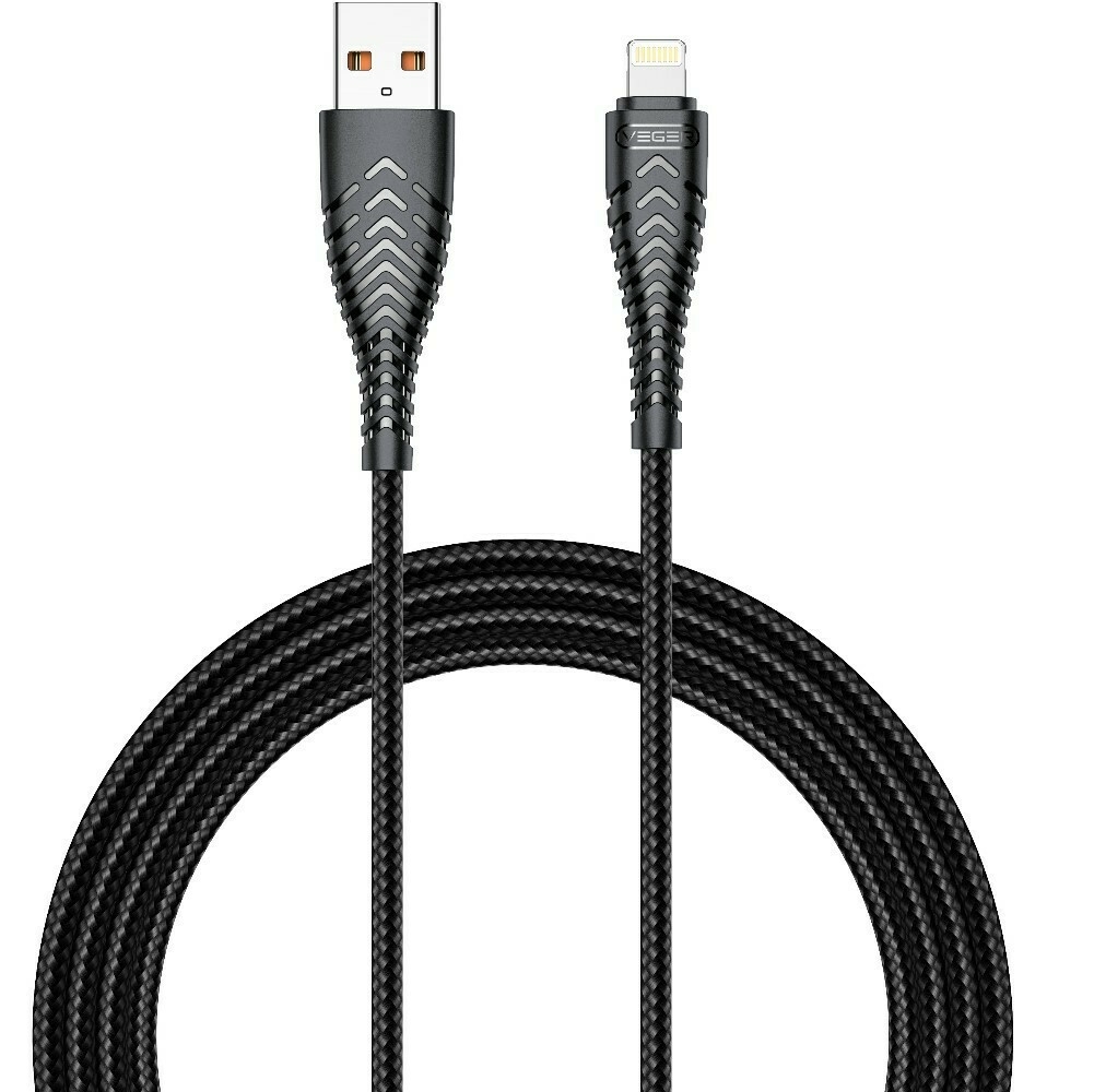 Veger V105 - Καλώδιο Φόρτισης και Μεταφοράς Δεδομένων 2.4A - USB 2.0 σε Lightning - 120cm - Black
