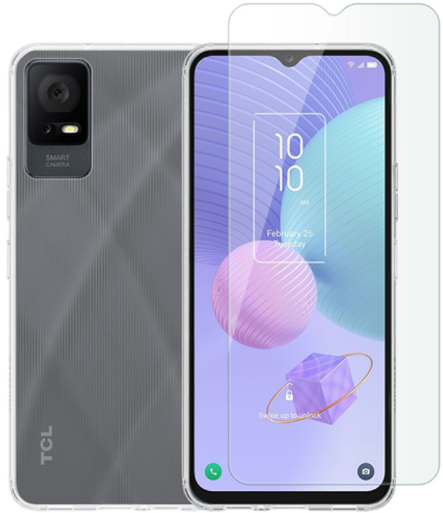 Θήκη & Tempered Glass TCL 405/406/408 Vivid Set TPU Case & Tempered Glass Σετ Διάφανη Σιλικόνης & Αντιχαρακτικό Γυαλί Προστασίας Οθόνης Transparent