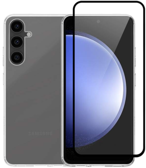 Vivid Σετ Διάφανη Θήκη Σιλικόνης Gelly & Full Face Tempered Glass - Samsung Galaxy S23 FE - Transparent / Black