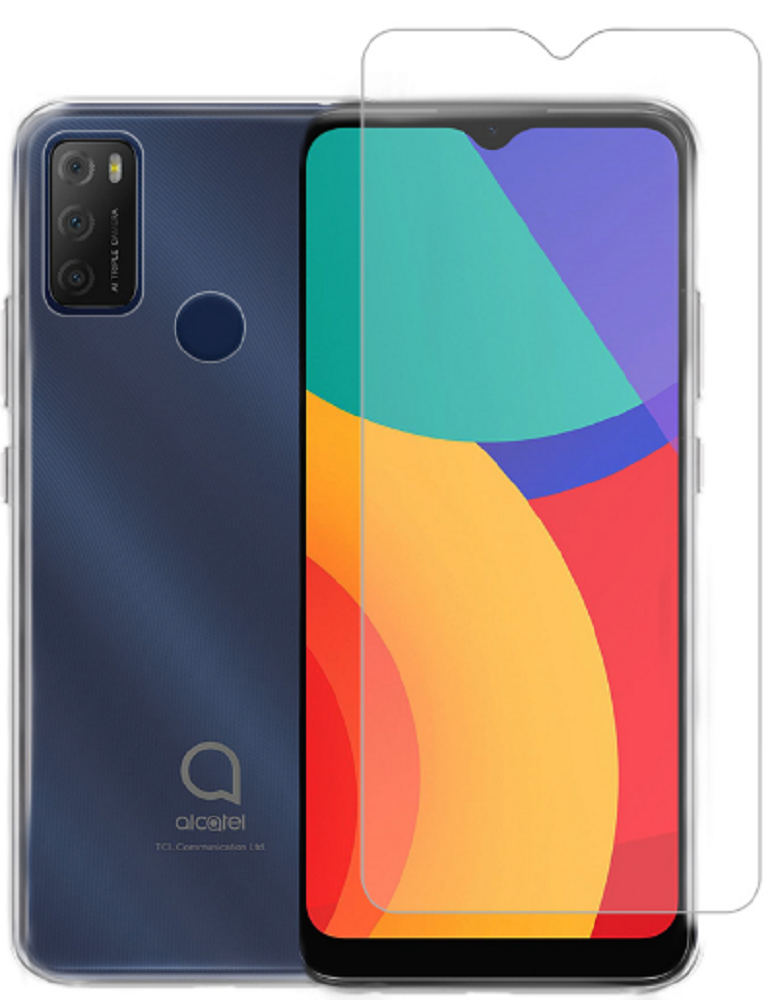 Vivid Σετ Διάφανη Θήκη Σιλικόνης & Tempered Glass - Alcatel 1S 2021 - Transparent