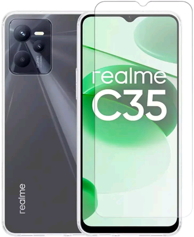 Vivid Set Gelly Case & Tempered Glass - Σετ Διάφανη Θήκη Σιλικόνης & Tempered Glass - Realme C35 - Transparent 