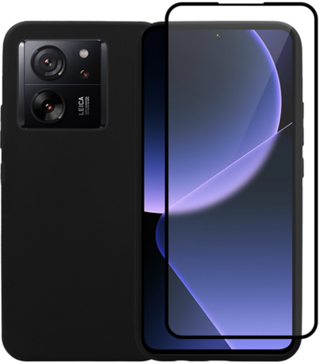 Vivid Σετ Θήκη Σιλικόνης & Full Face Tempered Glass - Xiaomi 13T / 13T Pro - Black