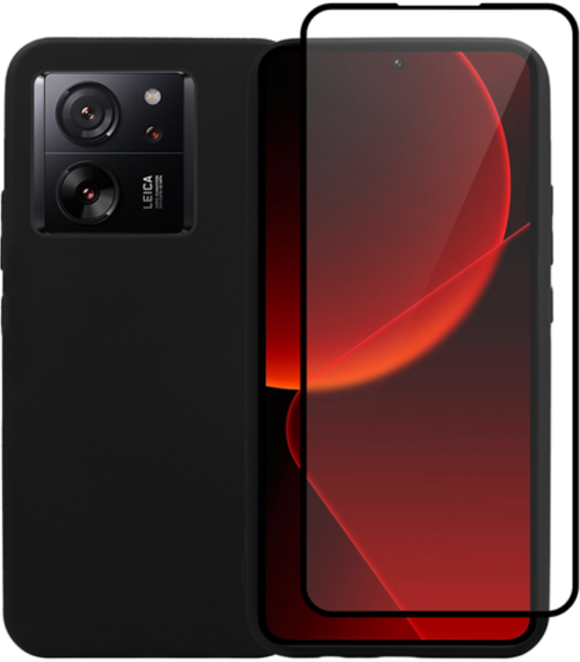 Vivid Σετ Θήκη Σιλικόνης & Full Face Tempered Glass - Xiaomi 13T / 13T Pro - Black (VIMAT323GLASSBK)