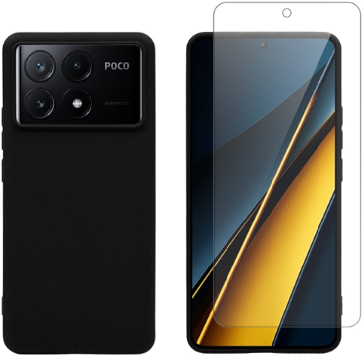 Σετ Θήκη Σιλικόνης & Tempered Glass - Xiaomi Poco X6 Pro - Vivid Set - Transparent / Black