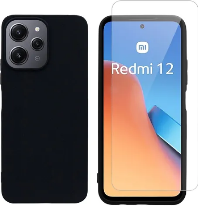 Vivid Σετ Θήκη Σιλικόνης & Tempered Glass - Xiaomi Redmi 12 - Transparent / Black (VIMAT319BKGLASSTN)