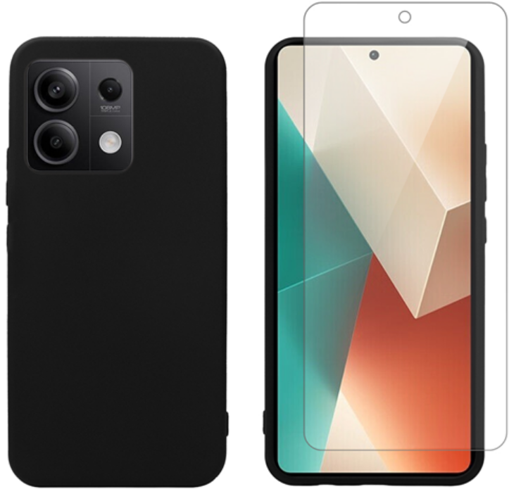 Σετ Θήκη Σιλικόνης & Tempered Glass - Xiaomi Redmi Note 13 Pro 5G / Poco X6 - Vivid Set - Transparent / Black