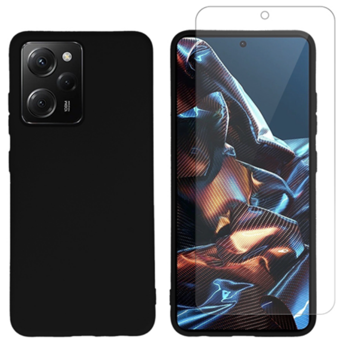 Vivid Σετ Θήκη Σιλικόνης & Tempered Glass - Xiaomi Redmi Note 12 Pro 5G / Poco X5 Pro - Transparent / Black