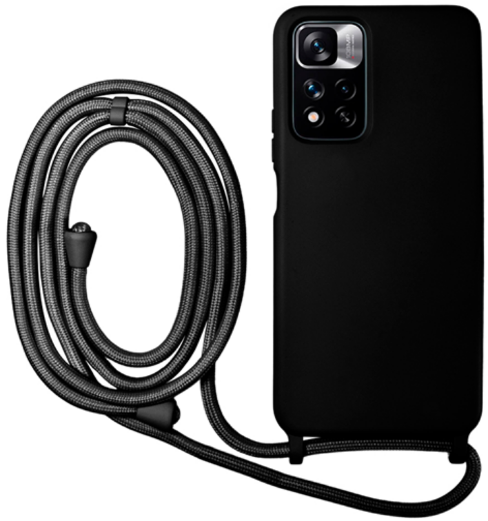 Vivid Silicone Lace - Θήκη Σιλικόνης με Λουράκι Λαιμού - Xiaomi Redmi Note 11 Pro Plus 5G - Black