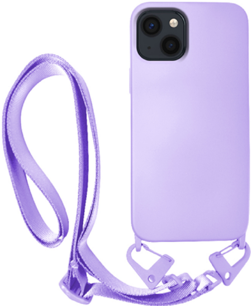 Vivid Silicone Strap - Θήκη Σιλικόνης με Λουράκι Λαιμού - Apple iPhone 13 - Lilac