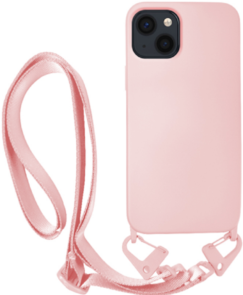 Vivid Silicone Strap - Θήκη Σιλικόνης με Λουράκι Λαιμού - Apple iPhone 13 - Nude