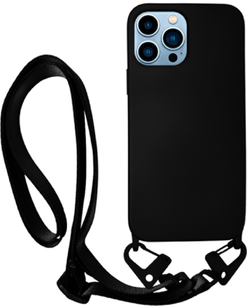 Vivid Silicone Strap - Θήκη Σιλικόνης με Λουράκι Λαιμού - Apple iPhone 13 Pro - Black (VISISTRAP197BK)