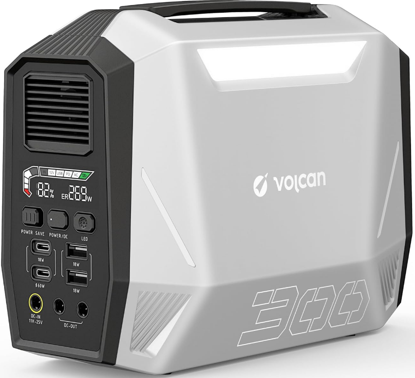 Volcan Energon E300 Portable Power Station - Ηλεκτρική Γεννήτρια με Οθόνη LCD / Φορητός Σταθμός Φόρτισης / Ενέργειας με 1 x AC / 2 x USB-A / 2 x DC / 2 x Type-C - 299Wh - 300W