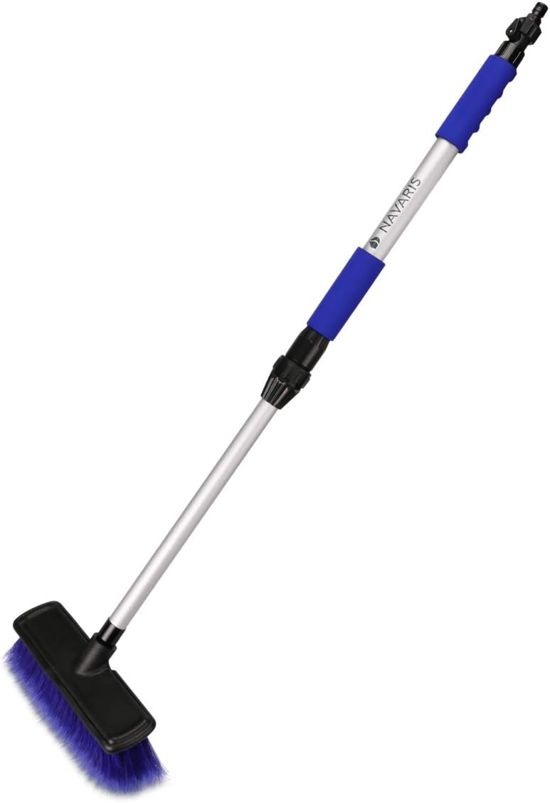 Βούρτσα Πλυσίματος Αυτοκινήτου Navaris Washing Brush με Τηλεσκοπικό Κοντάρι & Υποδοχή για Παροχή Νερού Blue