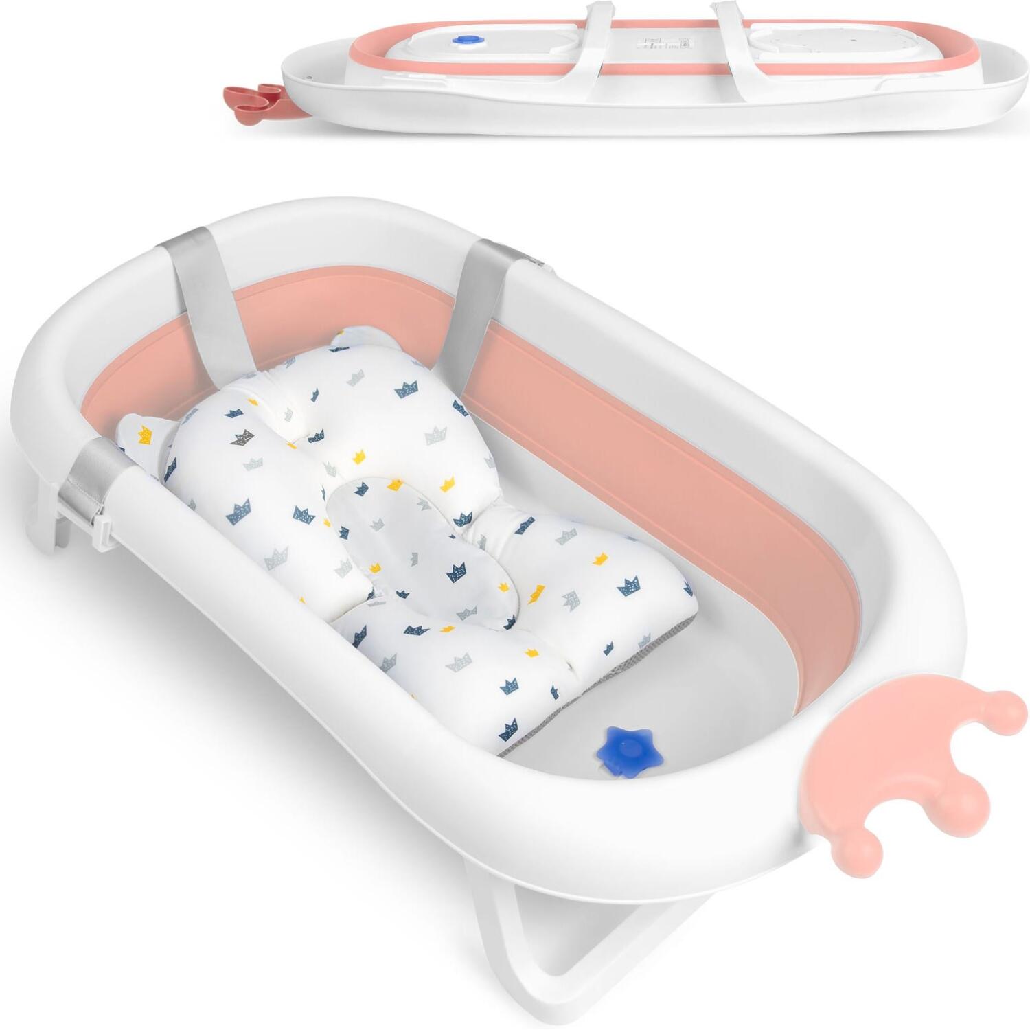 Βρεφική Μπανιέρα Ταξιδιού Ricokids RK-280 Πτυσσόμενη με Μαξιλάρι για Μωρά White / Pink