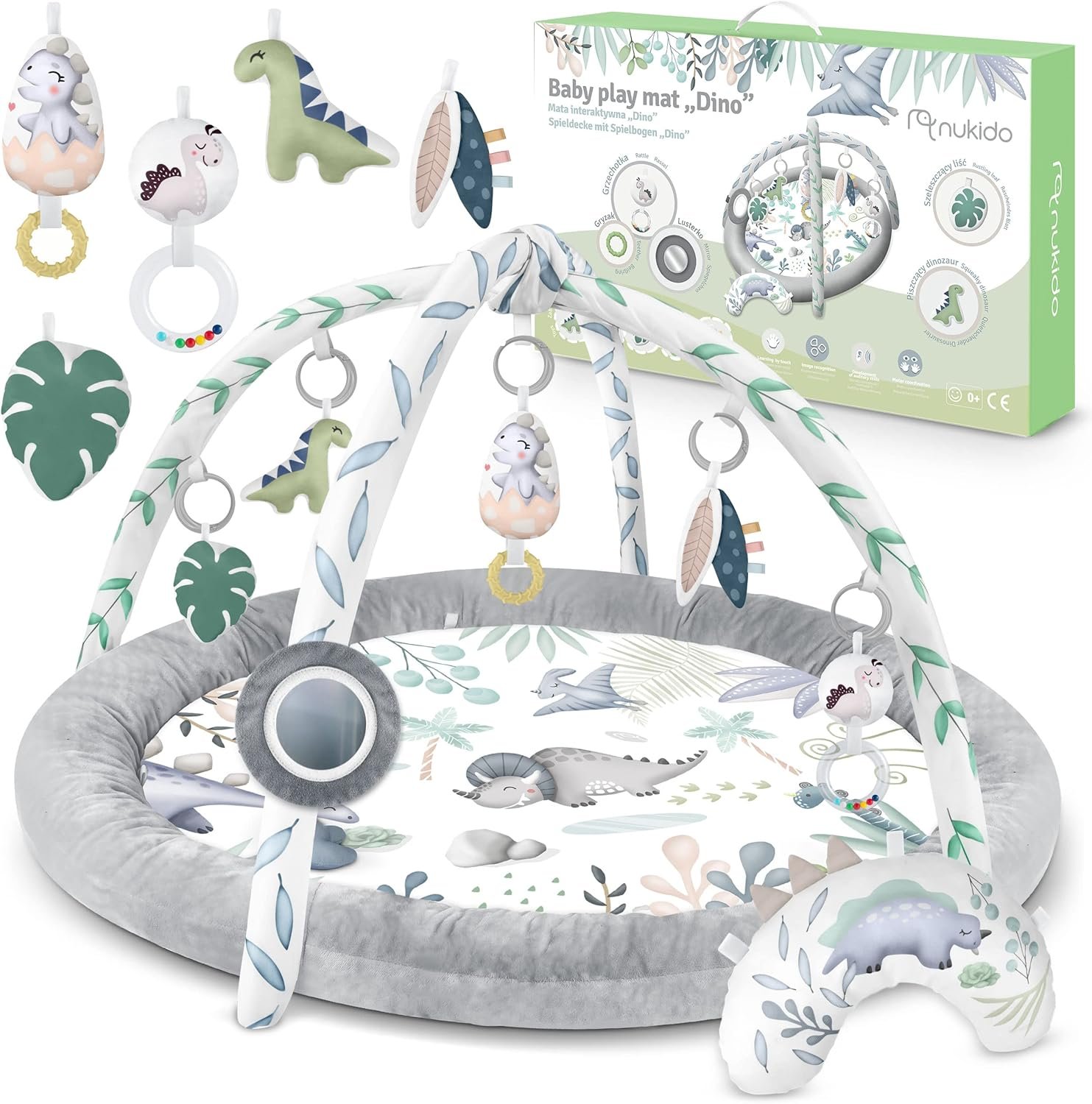 Βρεφικό Χαλάκι Δραστηριοτήτων Nukido Dino 730200 Εκπαιδευτικό Γυμναστήριο για Μωρά 98  x 78 cm Dino 