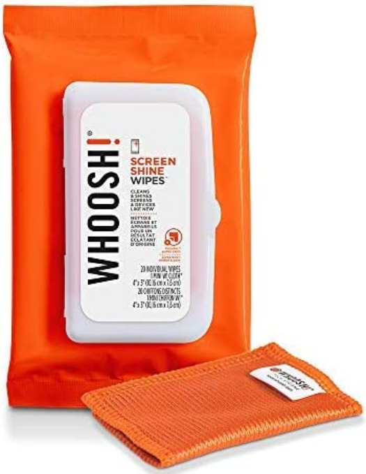 Whoosh! Screen Shine Wipes - Αντιβακτηριδιακά Μαντηλάκια Καθαρισμού Οθόνης & Συσκευών - 20 Τεμάχια