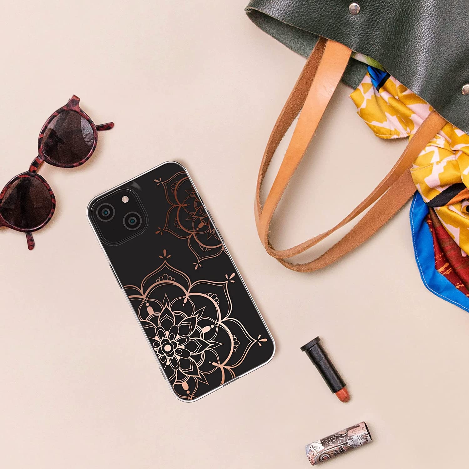 kw-mobile-diafani-thiki-silikonis-apple-iphone-14-flower-twins-rose-gold-transparent-1.jpg
